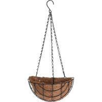 Metalen hanging basket / plantenbak halfrond zwart met ketting 31 cm - hangende bloemen - Plantenbakken - thumbnail