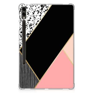 Samsung Galaxy Tab S9 Plus Back Cover Zwart Roze Vormen