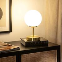 Tafellamp messing & opaalglas met schakelaar & stekker E14 fitting &apos;Julienne&apos;
