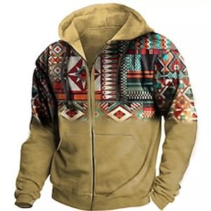 Voor heren Hoodie met volledige rits Jack blauw Paars Bruin Donkergrijs Koffie Capuchon Kleurenblok Grafische prints Vetoketju Afdrukken Sport Outdoor Dagelijks Sport 3D-afdrukken Streetwear Lightinthebox