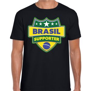 Brazilie / Brasil schild supporter t-shirt zwart voor heren 2XL  -