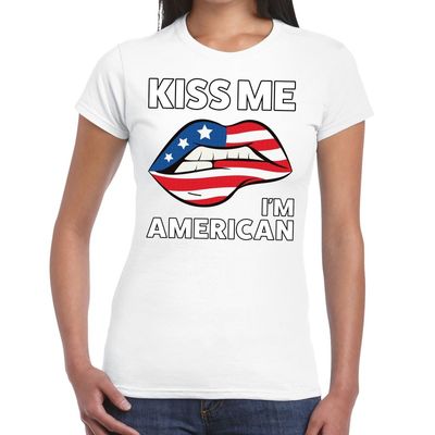 Kiss me I am American t-shirt wit dames