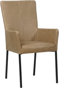 Taupe leren moderne eetkamerstoel Daily - poot vierkant zwart - Vintage Leer Taupe (taupe leer)