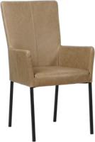 Taupe leren moderne eetkamerstoel Daily - poot vierkant zwart - Vintage Leer Taupe (taupe leer)