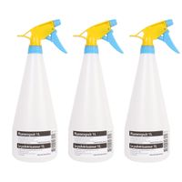 3x Plantenspuiten/waterspuiten 1 liter transparant/geel/blauw