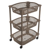 Keuken opberg trolleys/roltafels met 3 manden 62 cm taupe/beige