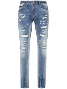 Philipp Plein jean skinny à effet usé - Bleu