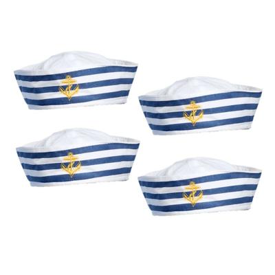 Matrozen hoedje - 4x - wit - polyester - carnaval outfit - matrozen/maritiem thema Matrozen hoedje - 4x - wit - polyester - carnaval outfit - matrozen/maritiem thema