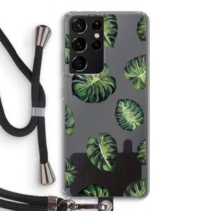 Tropische bladeren: Samsung Galaxy S21 Ultra Transparant Hoesje met koord