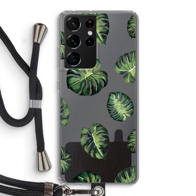 Tropische bladeren: Samsung Galaxy S21 Ultra Transparant Hoesje met koord