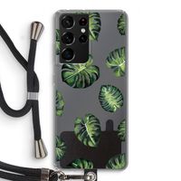 Tropische bladeren: Samsung Galaxy S21 Ultra Transparant Hoesje met koord