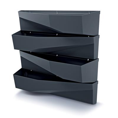 Prosperplast Hangende Plantenbakken - set van 4x - kunststof - verticale tuin - L78 x B19 x H35 cm -