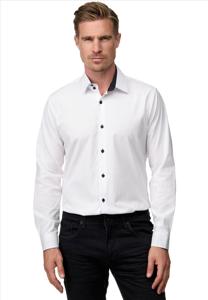 ItalianStyle - Freedom - Herenoverhemd - Slimfitmodel - Wit-Zwart