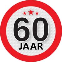60 jaar leeftijd sticker - rond - Dia 9 cm - 60 jaar verjaardag - jubileum - leeftijd versiering