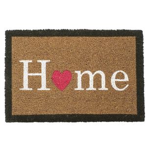 Deurmat/droogloopmat kokosvezel naturel home zwarte rand 60 x 40 cm   -