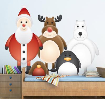 Sticker kerst winter personages