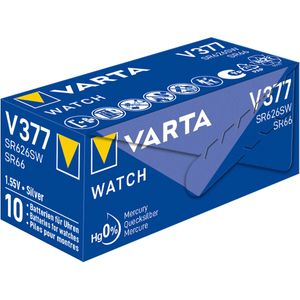 Varta Zilveroxide Batterij SR66 | 1.55 V DC | 27 mAh | Zilver | 10 stuks - VARTA-V377 VARTA-V377