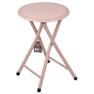 Urban Living Bijzet krukje - roze - metaal - 30 x 45 cm - inklapbaar - woonaccessoires