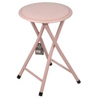 Urban Living Bijzet krukje - roze - metaal - 30 x 45 cm - inklapbaar - woonaccessoires