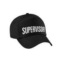 Carnaval verkleed pet / cap supervisor zwart voor dames en heren   - - thumbnail