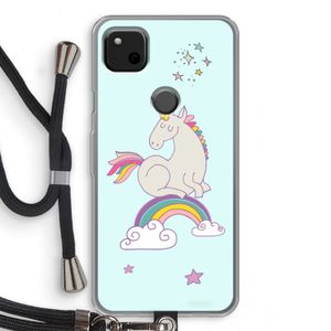 Regenboog eenhoorn: Pixel 4a Transparant Hoesje met koord
