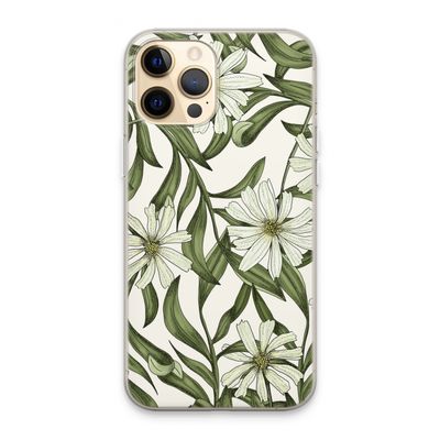 Wit bloemenpatroon: iPhone 13 Pro Max Transparant Hoesje