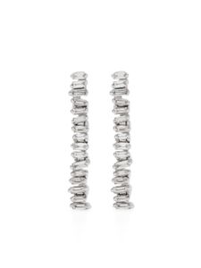 Suzanne Kalan boucles d'oreilles Linear Baby Tennis en or blanc 18ct pavé de diamants - Argent