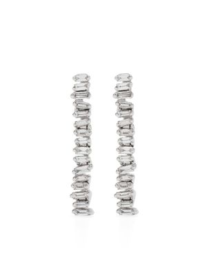 Suzanne Kalan boucles d'oreilles Linear Baby Tennis en or blanc 18ct pavé de diamants - Argent