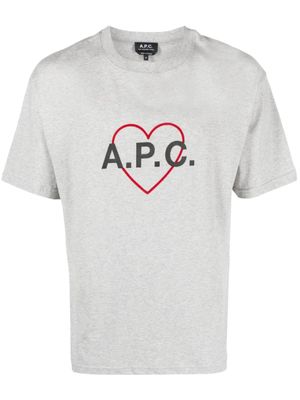 A.P.C. t-shirt en coton à logo cœur - Gris