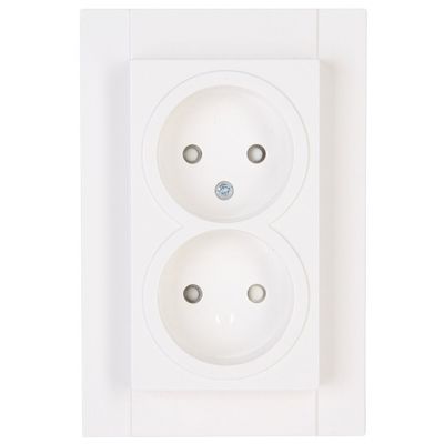 KOPP - Wandcontactdoos - Athenis HK07 - Inbouw - 1-voudig Dubbel Stopcontact - Kinderbeveiliging - Helder Glans Wit