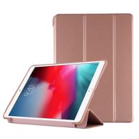 PU plastic bodem geval opvouwbare vervorming links en rechts Flip lederen draagtas met drie voudige beugel & Smart Sleep voor iPad Air3 2019 (Rose gou