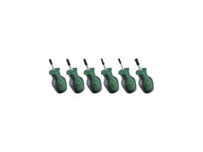 Bosch Groen Stubby screwdriver set 6-piece (Schroevendraaierset kort 28mm 6 stuks: PH1, PH2, PZ2, TX20, SL4, SL6,5) - 1600A032UK