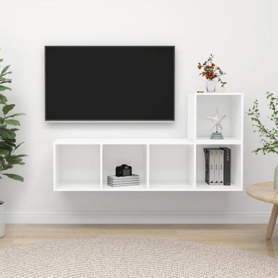 2-delige Tv-meubelset spaanplaat wit