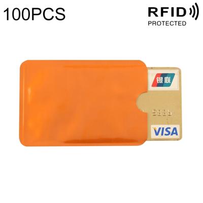 100 stuks aluminiumfolie RFID blokkeren credit card ID Bank kaart geval kaarthouder cover grootte: 9 x 6.3 cm (Orange)