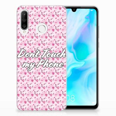 Huawei P30 Lite Silicone-hoesje Flowers Pink DTMP Huawei P30 Lite Silicone-hoesje Flowers Pink DTMP