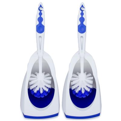 2x stuks buemag wc-borstel - toiletborstel met houder - blauw/wit - 41.5 cm - kunststof - toilet/gar
