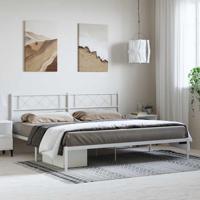 Bedframe met hoofdbord metaal wit 193x203 cm