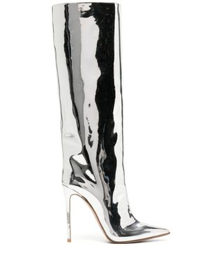 Le Silla bottes Eva 120m en cuir - Argent