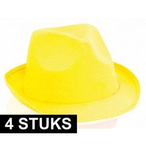 4x Trilby thema hoedjes geel