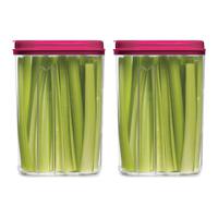 Voedselcontainer strooibus - 2x - roze - 1500 ml - kunststof - 15 x 8 x 23 cm - voorraadpot