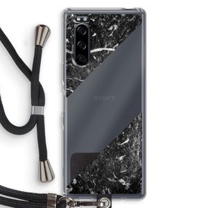 Zwart marmer: Sony Xperia 5 Transparant Hoesje met koord