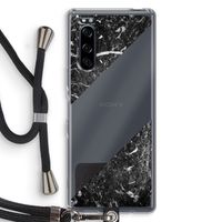 Zwart marmer: Sony Xperia 5 Transparant Hoesje met koord