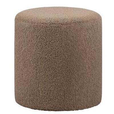 Hocker Wenen - Teddy taupe - 40xØ37 cm - Leen Bakker