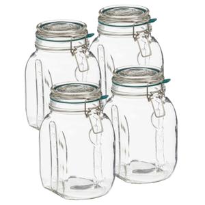 Weckpot/inmaakpot Jarro - 4x - 1,5L - glas - beugelsluiting - D15 x H20 cm