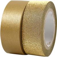 Plakband - 4x rollen - goudkleurig - 7 en 10 meter - glitter - washi tape - hobby - knutselen
