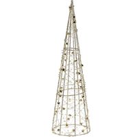 Kerstverlichting figuren Led kegel kerstboom lamp 60 cm goud op batterijen met timer   -