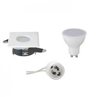 LED Inbouwspot Set Vierkant IP65 Mat Wit - GU10 Fitting - 6400K Koud Wit