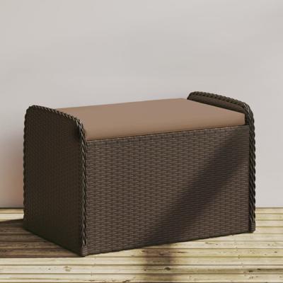 Opbergbankje met kussen 80x51x52 cm poly rattan bruin