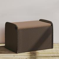 Opbergbankje met kussen 80x51x52 cm poly rattan bruin