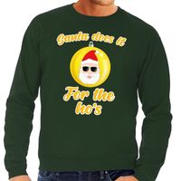 Foute kersttrui Kerstman does it for the ho's groen voor heren - thumbnail